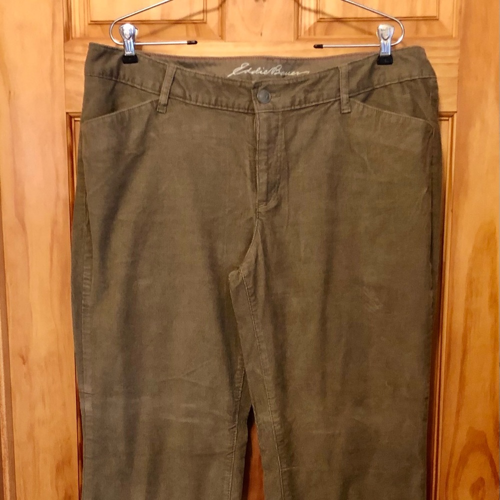 Womens Eddie Bauer Cotton Tan Lt Brown Taupe Corduroy Trousers Pants Jeans 16P
